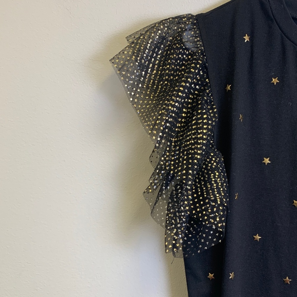 Elegant Black Top with Gold Star Accents - Picture 4 of 5